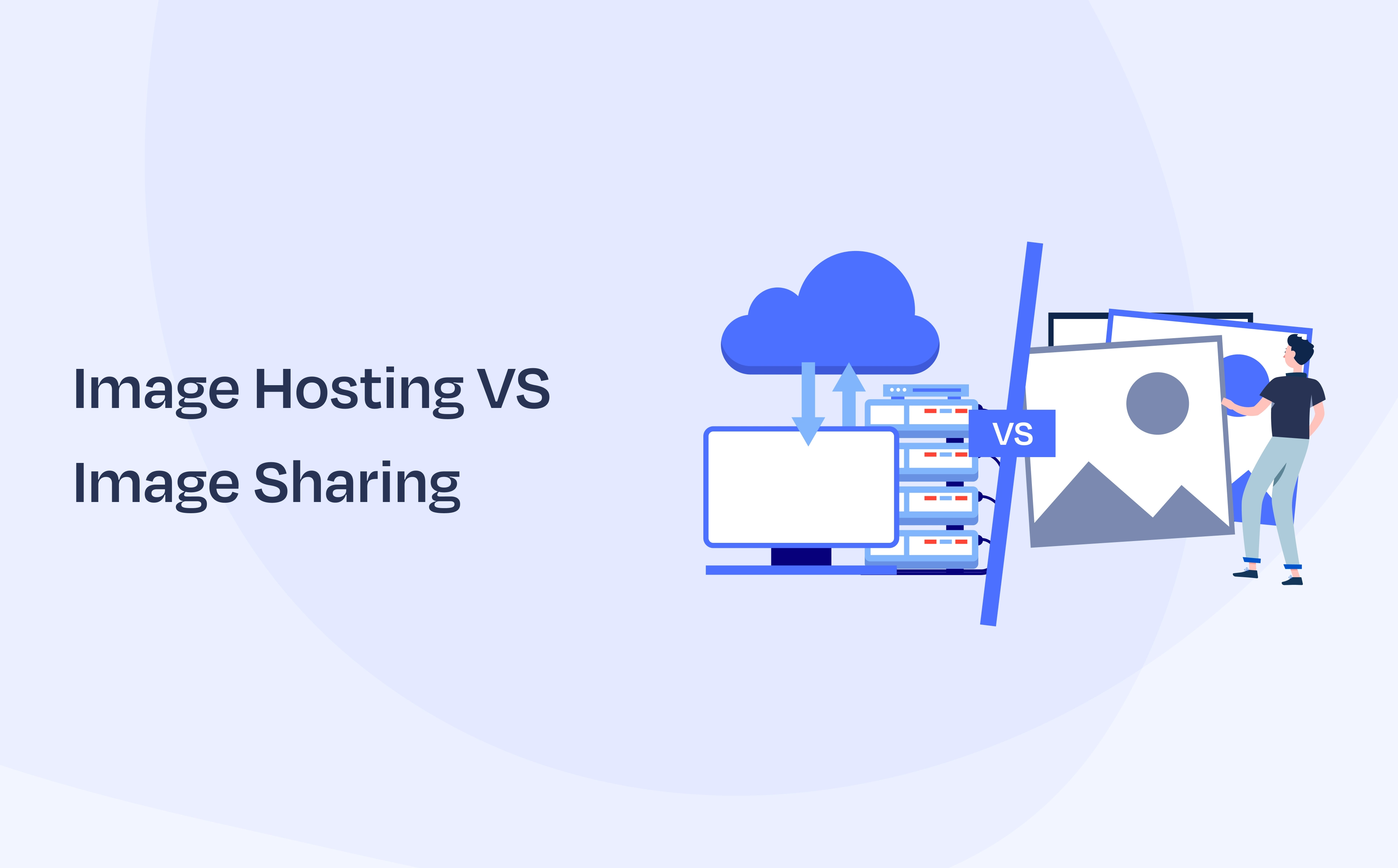 Icon and text 'Image Hosting Vs Image Sharing'