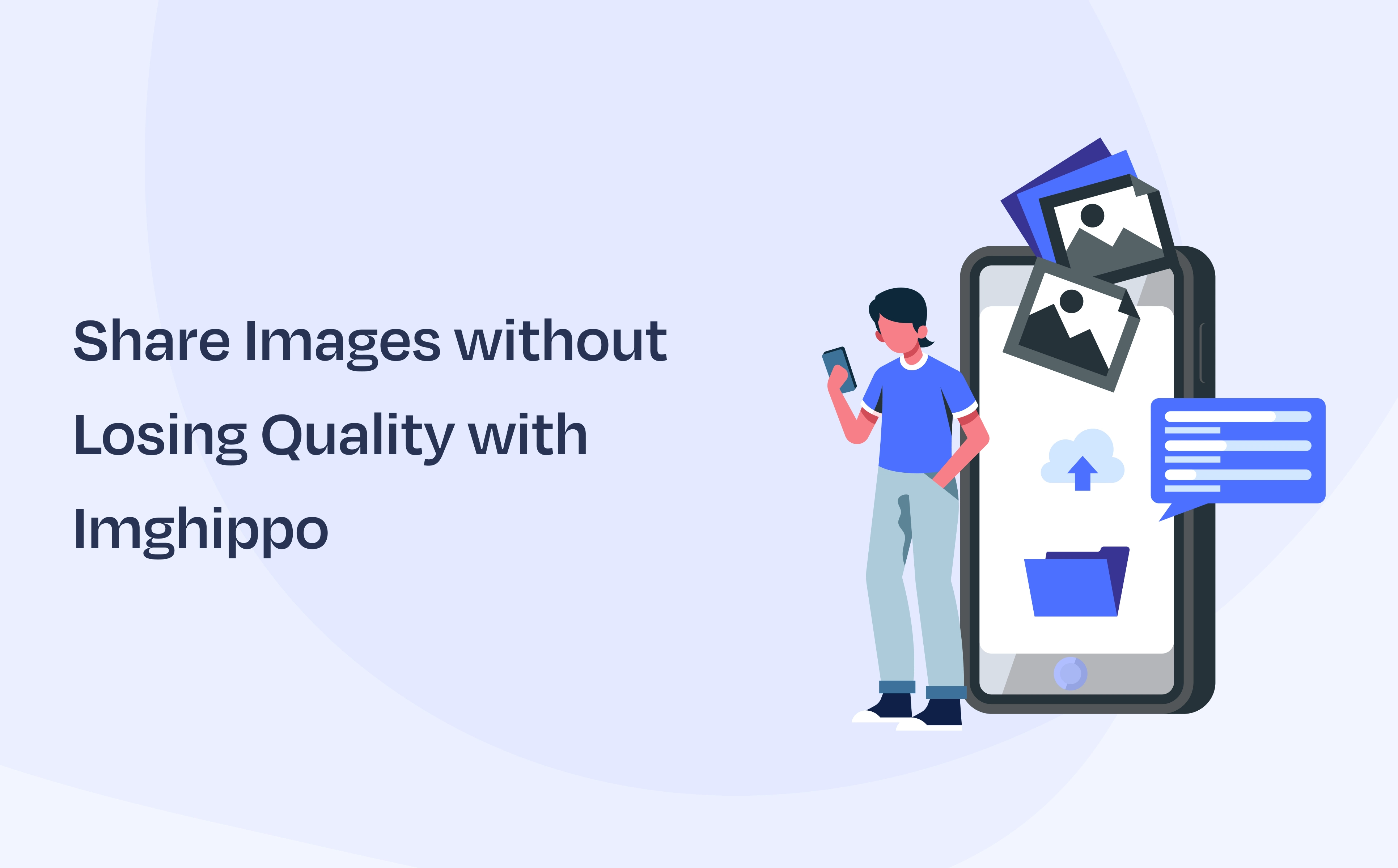 Icon and text 'Share Images without losing quality with Imghippo'